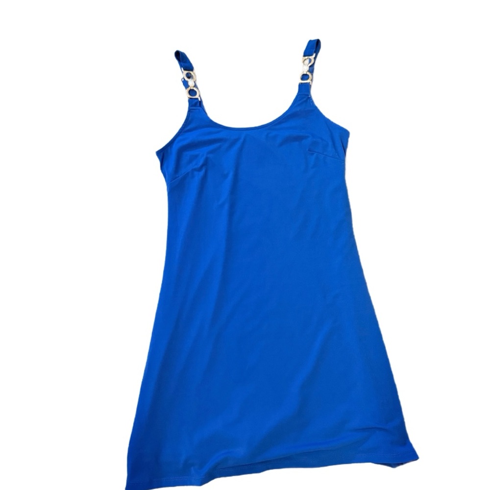 Pearl Trim A Line Dress Lapis Blue XS